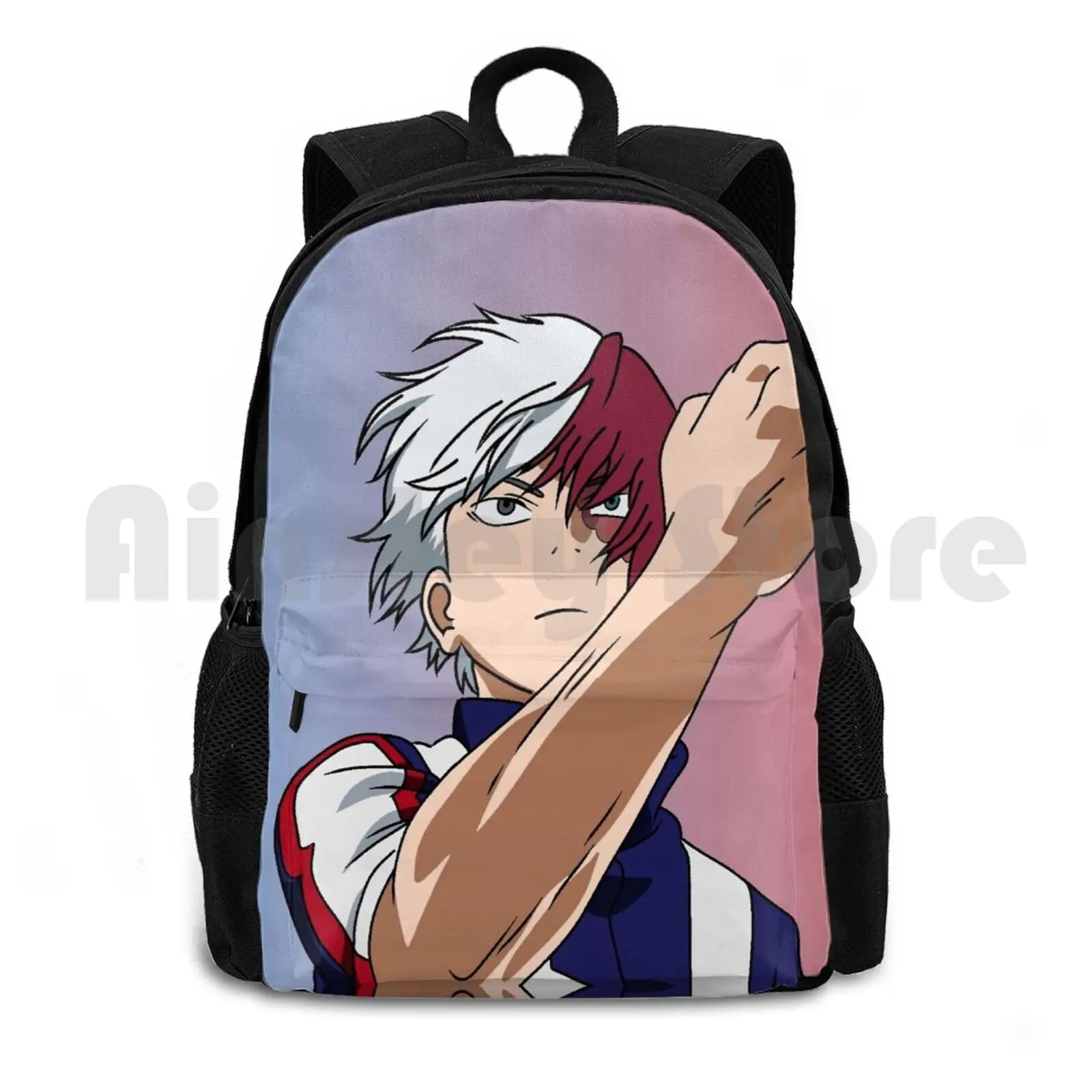 Todoroki Outdoor Hiking Backpack Waterproof Camping Travel Anime Manga Shoto Ice Fire Powers Hero My Hero