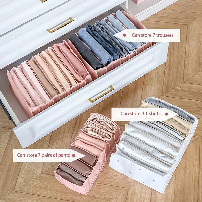 Closet Wardrobe Portable Clothes Storage Box Jeans Organizer Foldable Sock Underwear Organizer Drawer Arrangement Divider