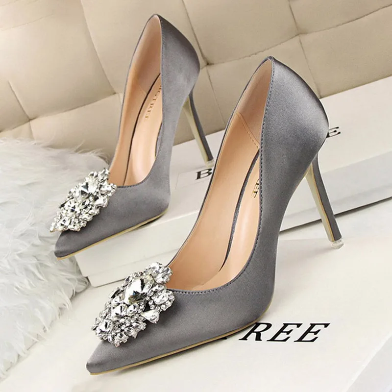 BIGTREE-Escarpins à Talons Hauts pour Femme, Chaussures de Mariage Sexy, Strass Luxueux, Stiletto, ix, Femme