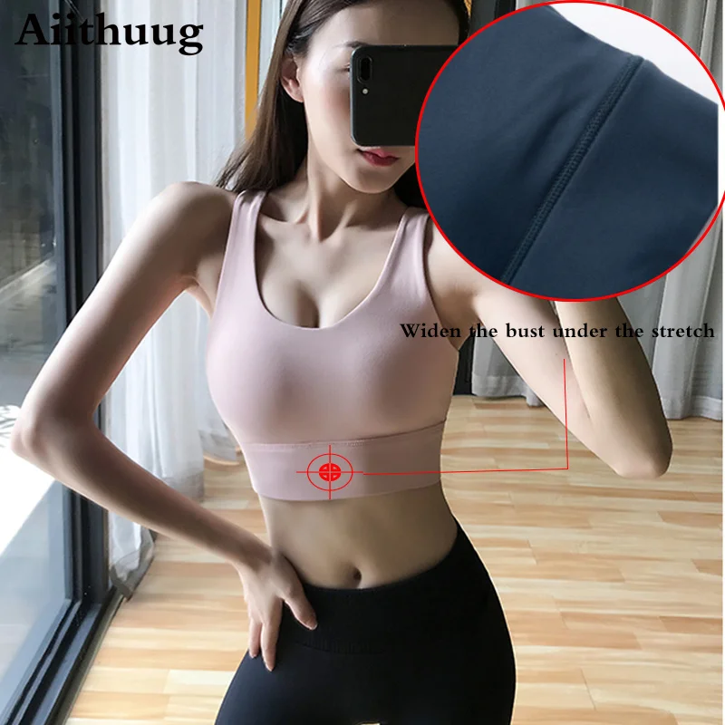 Aiithuug Seamless Padded Strappy Sports Bra Yoga Fitness Running Sportswear Top Sports Bras for Women - Activewear Tops For