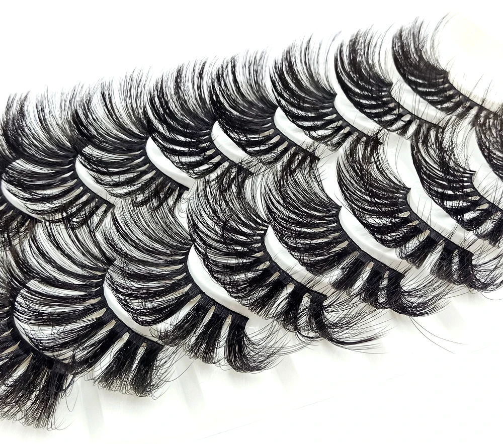 HBZGTLAD 8 Paare 25 mm lange 3D-Nerzwimpern, natürliche, lange, künstliche Wimpern, dramatisches Volumen, falsche Wimpern, Make-up-Verlängerungswimpern – Detail 33
