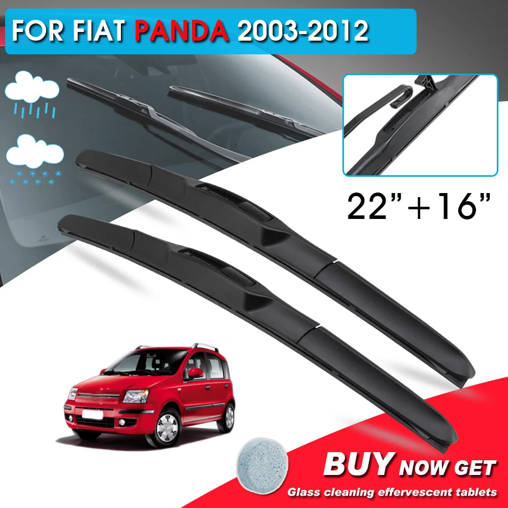 

BROSHOO Car Front Window Windshield Wipers Blade For Fiat Panda 22"+16" LHD&RHD Car Model Year 2003-2012 Auto Accessories