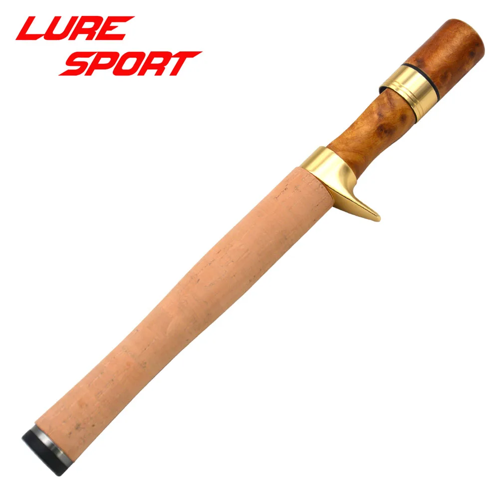 

LureSport Burl wood Aluminum Spin Cast reel seat Cork Grip Butt Set Rod Building Component DIY Accessory