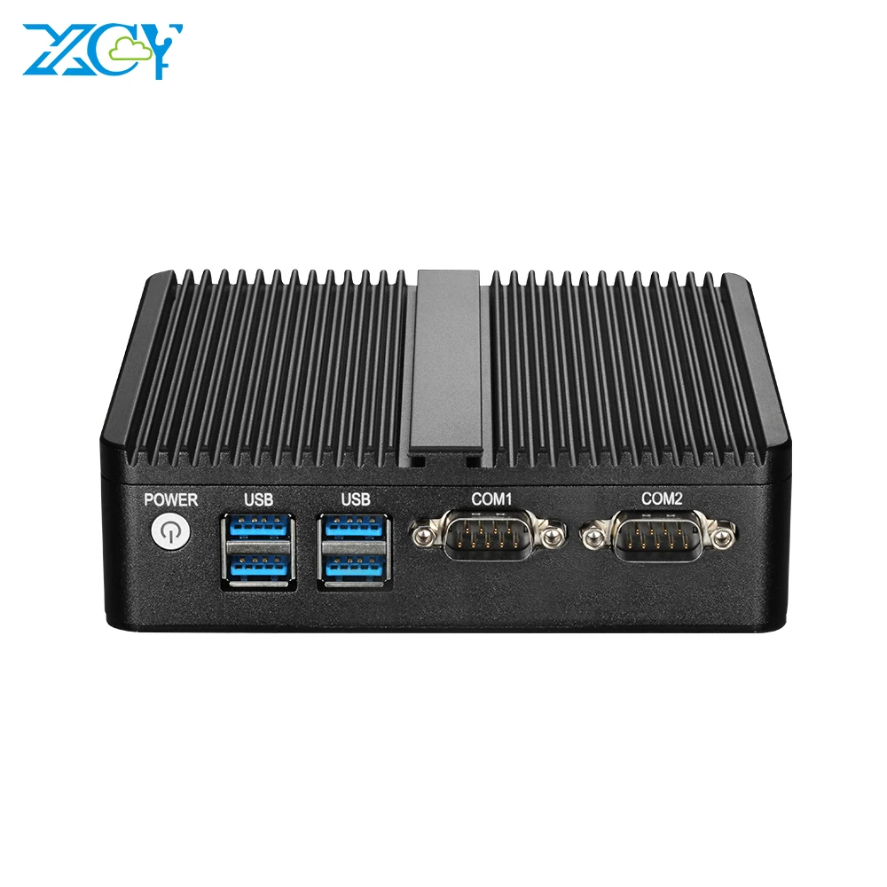 XCY Mini PC Intel Celeron J4125 Quad Cores 2x RS232 Dual Ethernet Mini PCIe WiFi HDMI VGA Fanless Industrial IPC Windows Linux