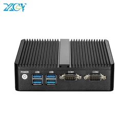 XCY Мини-ПК Intel Celeron J4125 Четырехъядерный процессор 2x RS232 Dual Ethernet 300M WiFi HDMI VGA 4 * USB Безвентиляторный промышленный IPC Windows 10