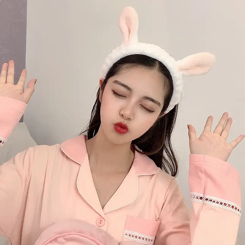 Wash Face Hair Holder Hairbands Soft Warm Coral Fleece Bow Animal Ears Headband For Women Girls Turban Fashion Hair Accessories - 6