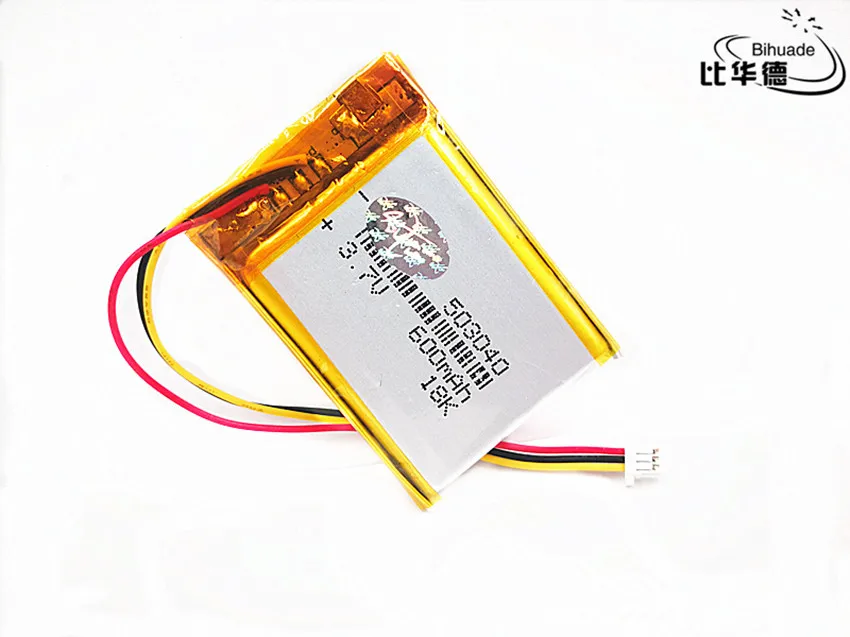 JST PH 1.0mm 3 pin 3.7 V, 600mAH 503040, polimerowa bateria litowo-jonowa/akumulator litowo-jonowy do tablet pc BANK, GPS, mp3, mp4