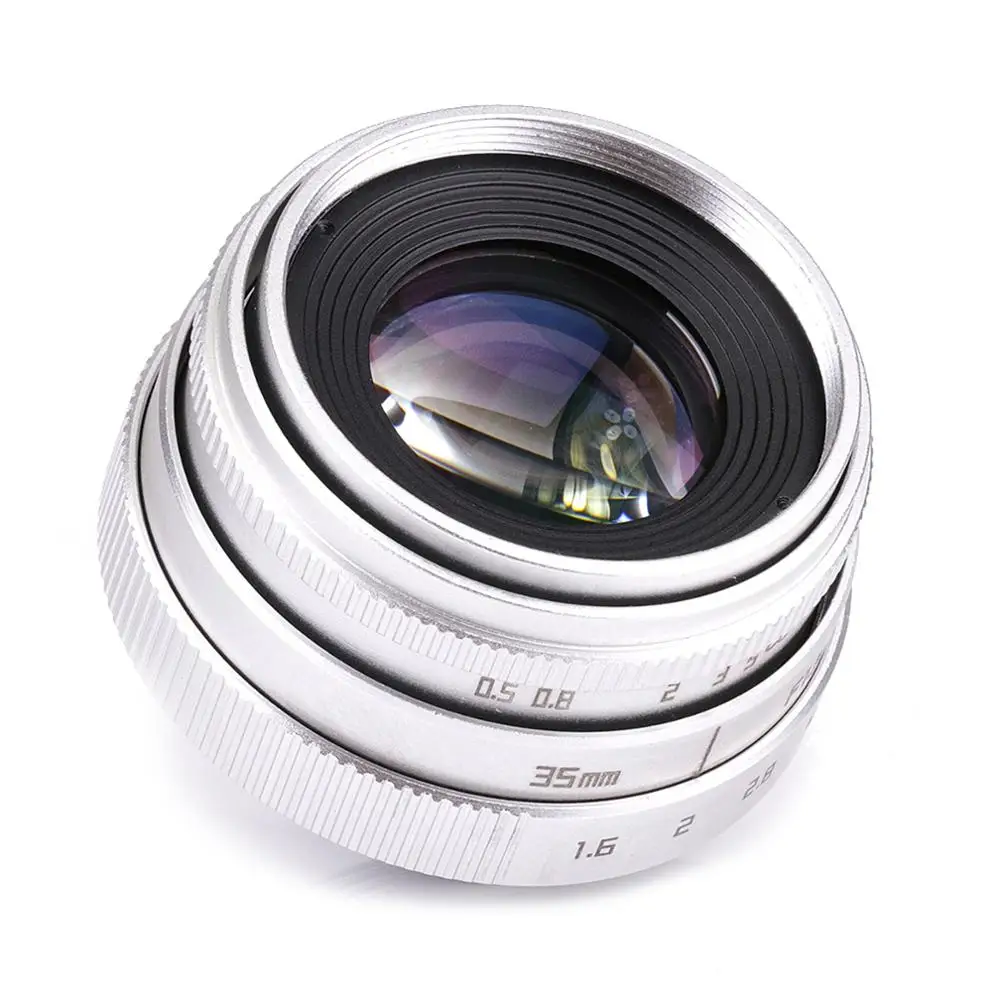 Silver Mini 35mm f/1.6 APS-C CCTV Lens+adapter ring+2 Macro Ring for P anasonic/O lympus Micro4/3 M4/3 Mirroless Camera