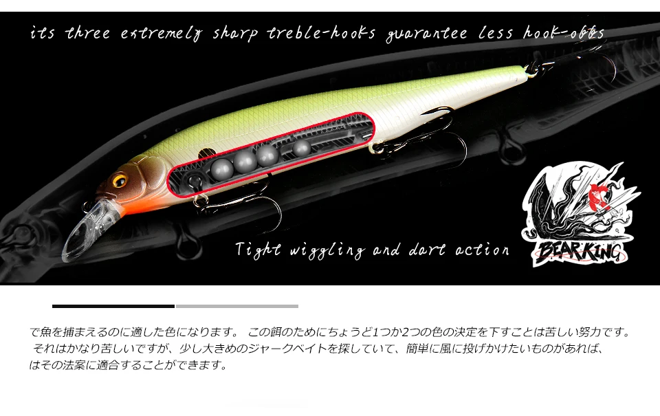 M114 BEARKING 115 mm 15 g Gewichtssystem Top Fishing Hard Lures Bait Minnow Crank Wobbler Qualität Tackle Haken – Detail 3