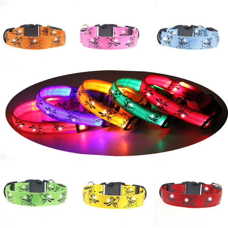 

Cartoon LED Dog Collar Anti-Lost Waterproof USB Charging Avoid Car Accident Collar For Dogs Collars LED Supplies Pet Products