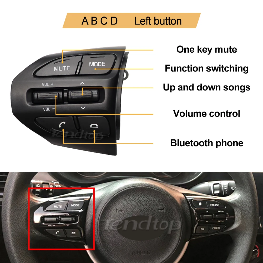 Multifunction Steering Wheel Cruise Control button For Kia K2 RIO 2017 2018 2019 2020 2021 RIO 4 X-LINE Volume Buletooth Switch