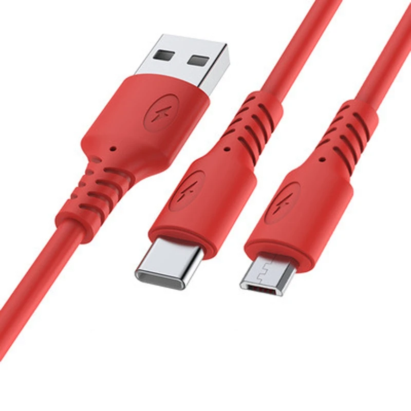 2In1 USB Cable Split Mobile Phone Charger Cable Micro USB Type C Cable For Xiaomi Samsung Android Phone Cable Fast Charge