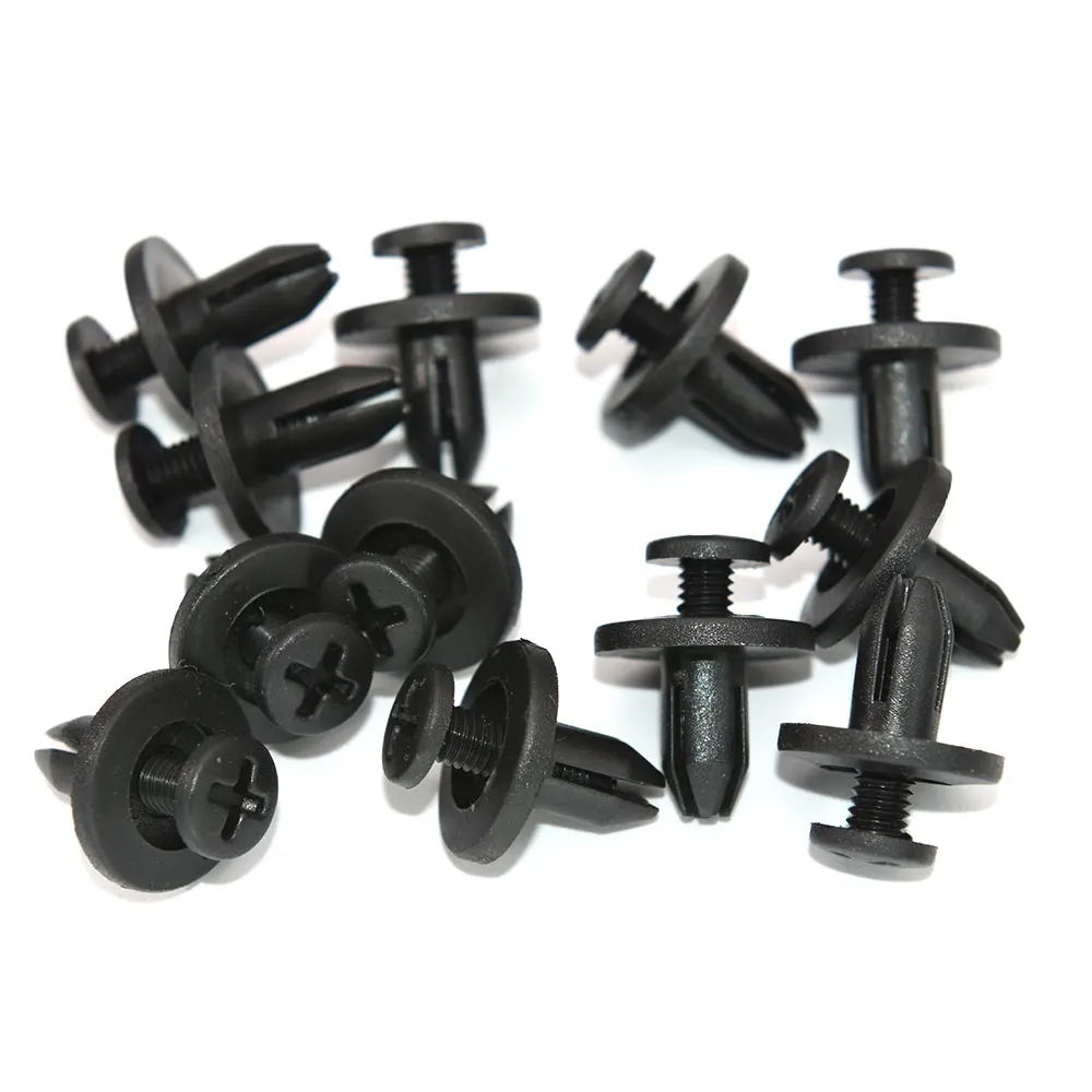 AD 50pcs 10pcs 6mm Plastic Rivets Fasteners Screw Car Bumper Fender Black Rivet Car Fastener Clips for Toyota for Yamaha