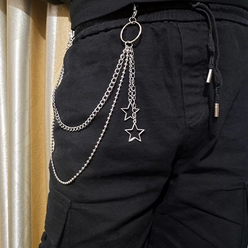 Punk Steet Keychains Trouser Chain Women Men Lock Star pendant Accessories Choice Rock Goth Waist Belt Chain On Jeans Jewerly