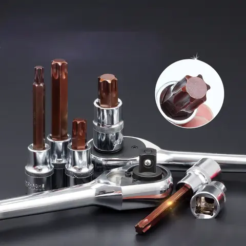 1/2 इंच 12.5 मिमी प्लम हेक्स सॉकेट बिट टॉर्क्स स्क्रूड्राइवर बिट टूल्स T15 T20 T25 T27 T30 T40 T45 T47 T50 T60 T70 लंबा 60 मिमी 100 मिमी 10 best sales टॉर्क्स टी50 - №9