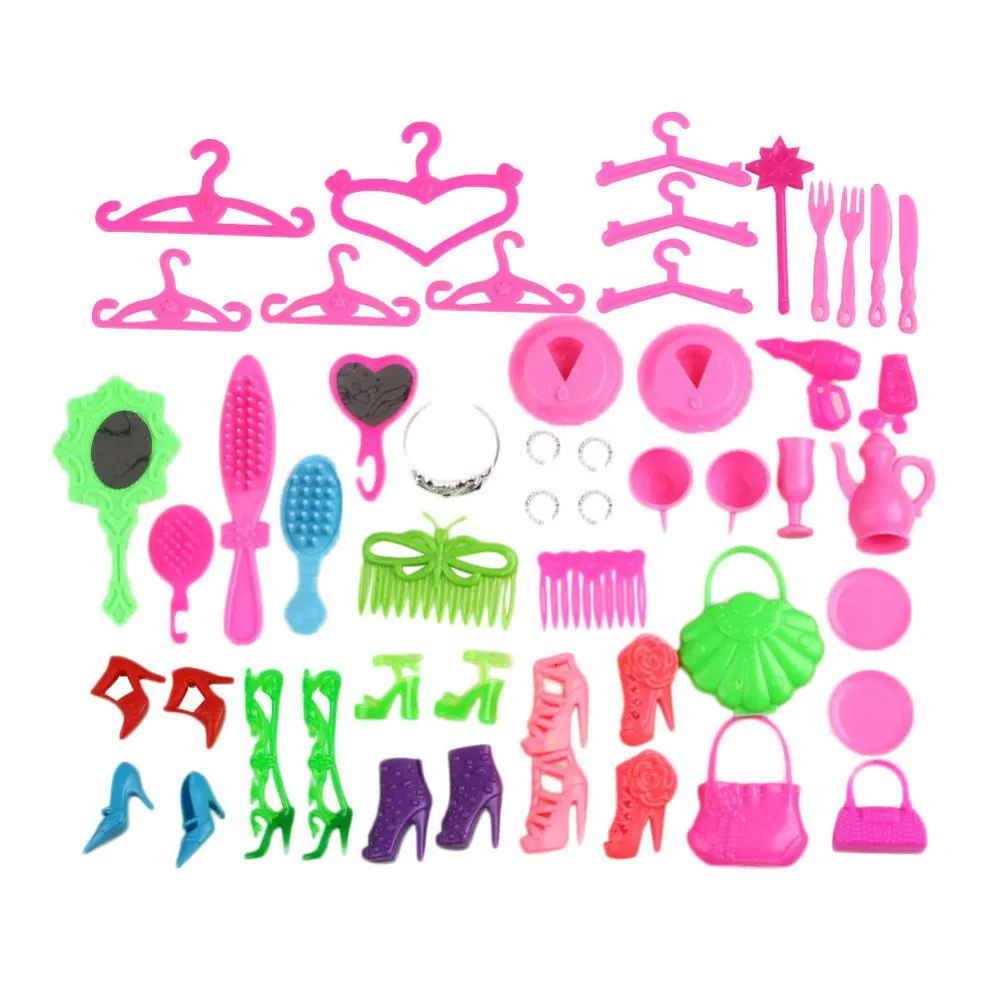 Puppe Set Toyss Hobby Puppe Puppen Set Geschenk für Mädchen Rosa Rock Kleidung Spielen Haus Spielzeug Schuhe Gläser Handtasche Kleid