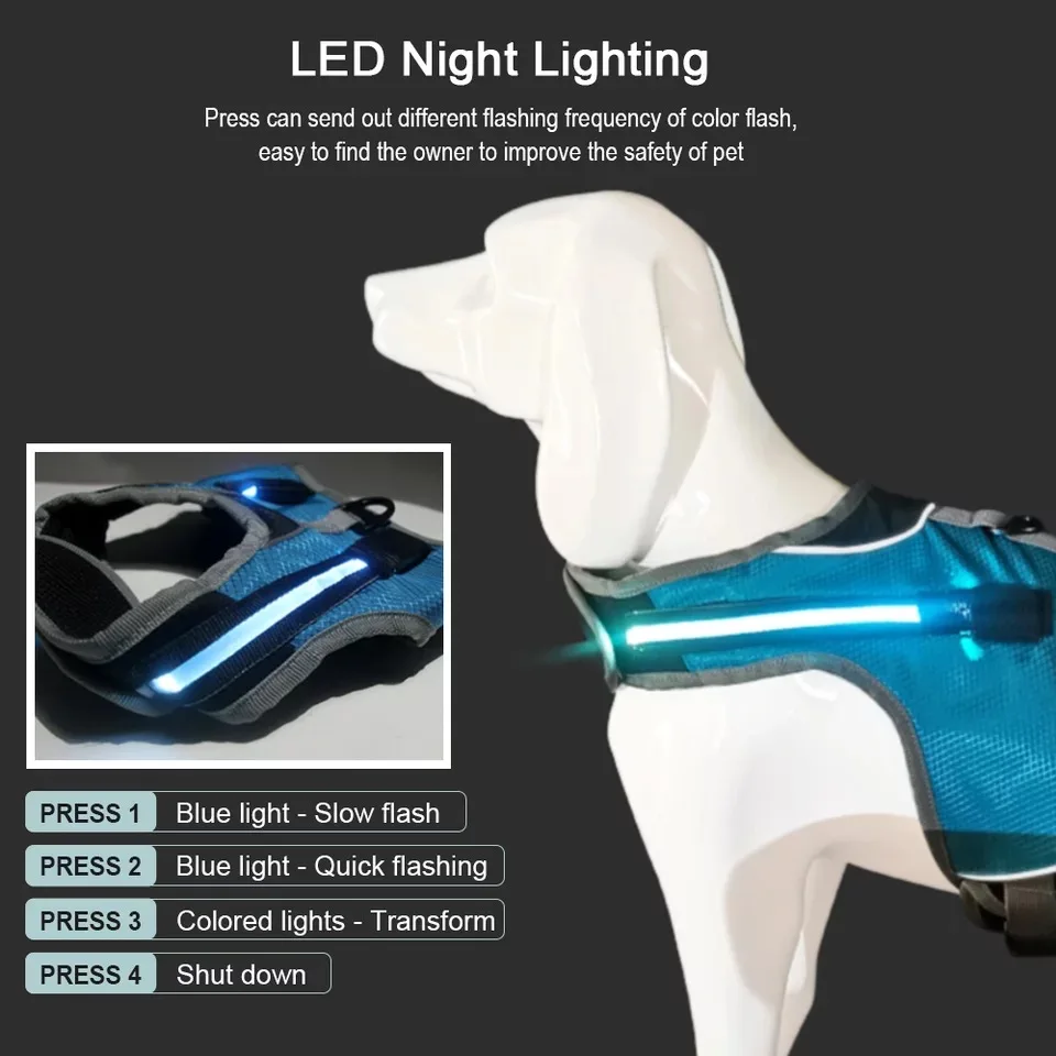 LED Luminous Dog Harness Light Up Dog Chest Strap Vest Pet Safety Reflective Harness Collar Pet Vest For Husky shepherd Labrador