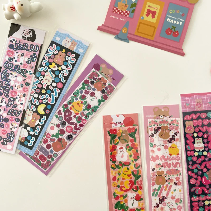 1Pc Korea Hot Laser Bling Ribbon Bunny Ribbon Stickers Scrapbook Decoration DIY Photo For Journal Diary Album Stationery Sticker