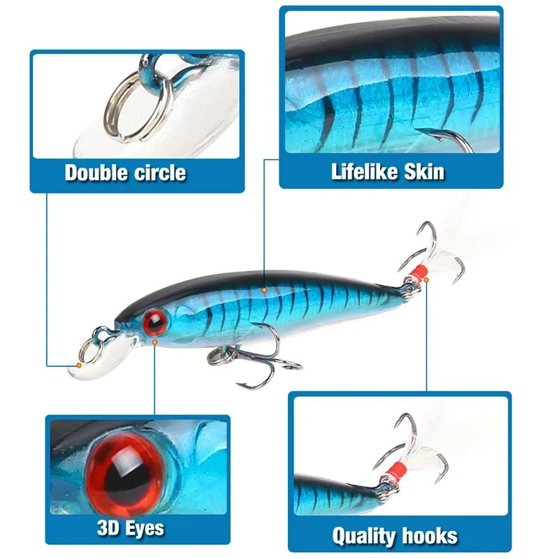 1pcs Minnow Fishing Lure 9cm 7g Aritificial Japan Wobblers Crankbait Hard Bait Feather Minnow Fishing Plastic Baits Pesca Isca