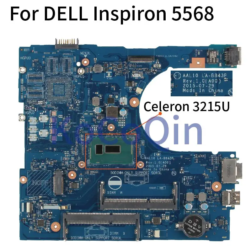 

Материнская плата для ноутбука DELL Vostro 3458 3558 Core 3215U VGA Порты и разъёмы материнская плата для ноутбука CN-08253X 08253X LA-B843P SR243 DDR3