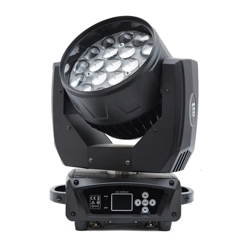 Cabeçote de luz led com zoom, venda quente, zoom, led, rgbw, 19*15w, 16 canais, dmx512, luz móvel para dj, festa, palco, 19*15w, móvel