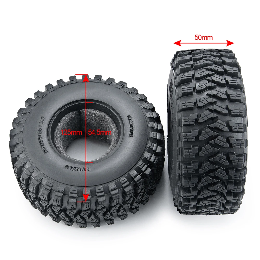 YEAHRUN 1/4Pcs 2.2 \'\'pneumatici in gomma pneumatici ruota resistenti all\'usura per Axial Wraith 90018 RR10 TRX-4 1/10 RC Rock Crawler ricambi auto