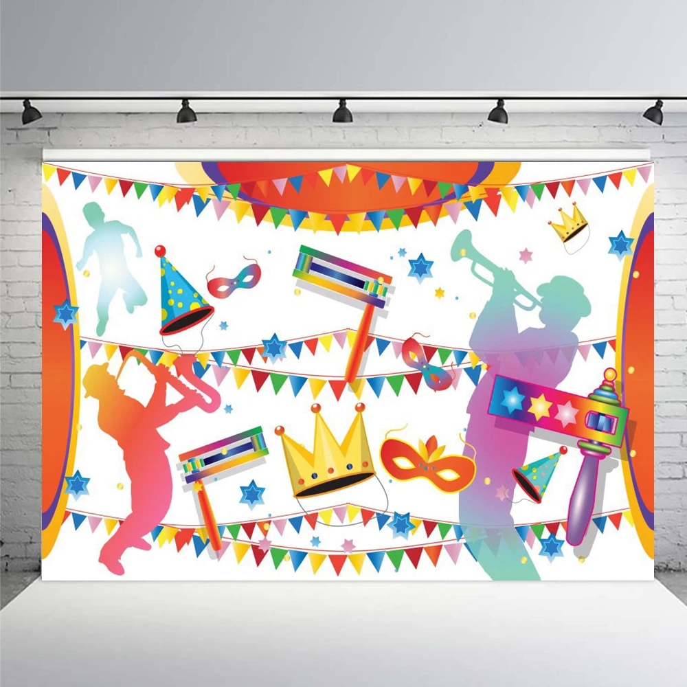 Happy Purim Carnival Festivals Party Backdrop Photographic Jewish Baby Portrait Background Photography For Photo Studio Banner