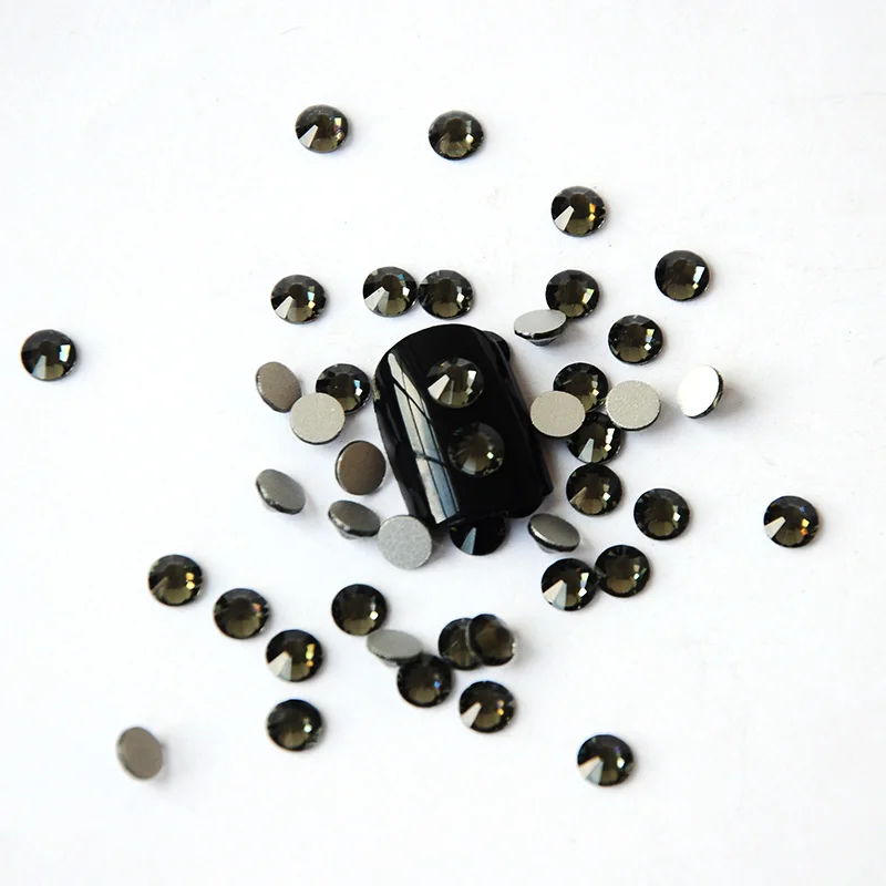 Black Diamond Color Flatback Glass Nail Rhinestones Mixed Sizes Nail Art Decoration Stones Shiny Gems Manicure Accessories