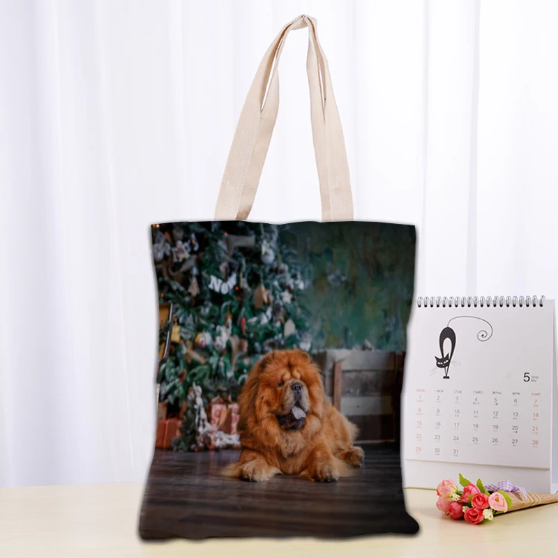 Bolso de mano personalizado con diseño de perros y animales, bolso de lona reutilizable para mujer, bolso de hombro, bolsas de compras de lona plegables