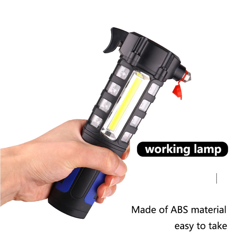 Multipurpose LED Flashlight Car Safety Escape Rescue Window Breaker Emergency Hammer Tool Magnet COB Torch