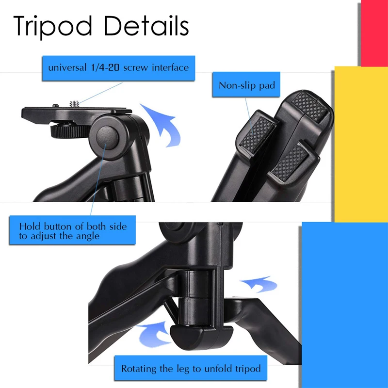 Mini Tripod Desktop Phone Tripod Stand with Phone Holder Sports Camera Stand for Gopro Camera most of Mobiles Phones