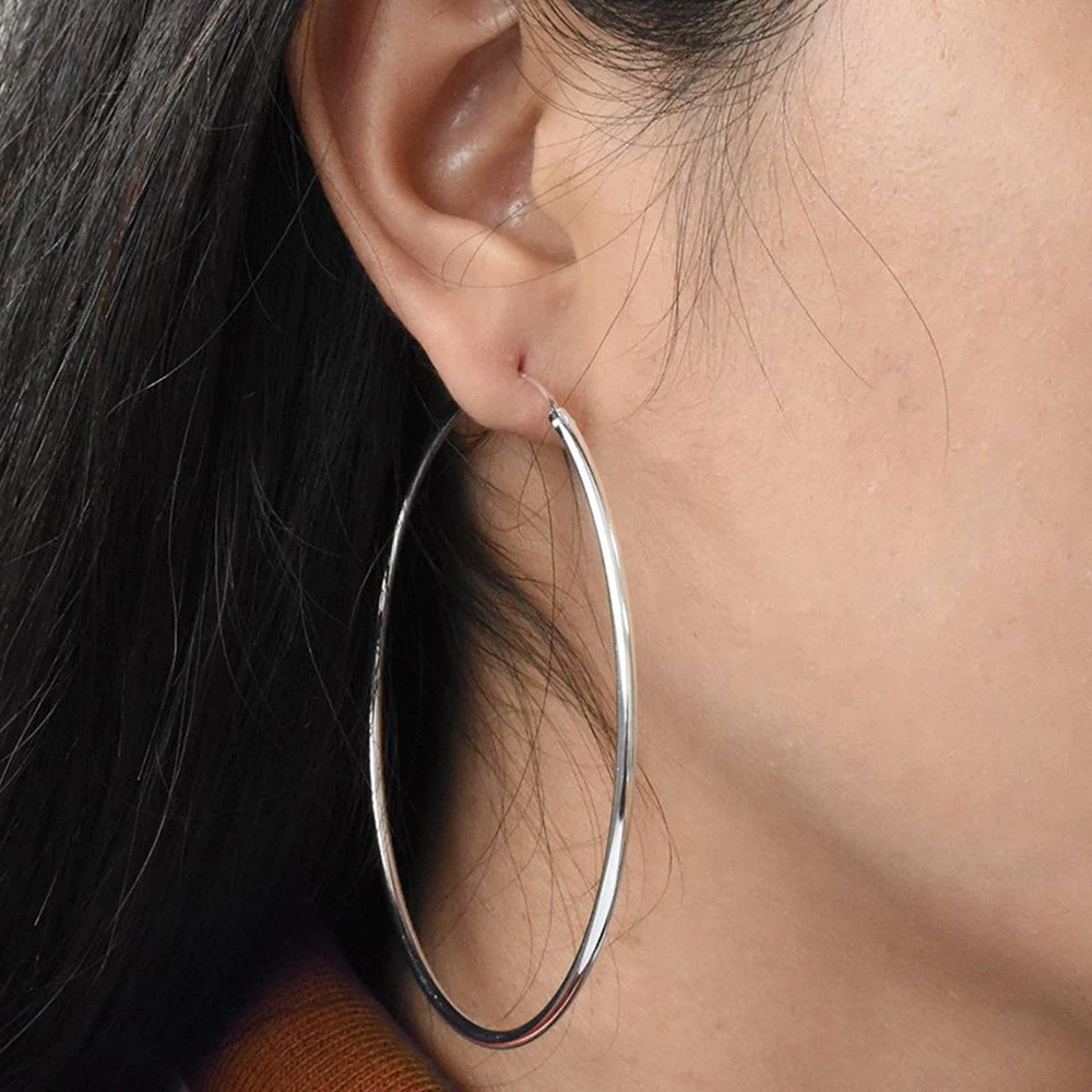 eManco 70MM Circle Hoop Earring for Women Hyperbole Thin Stainless Steel Earrings Women Simple Earrings Super Large