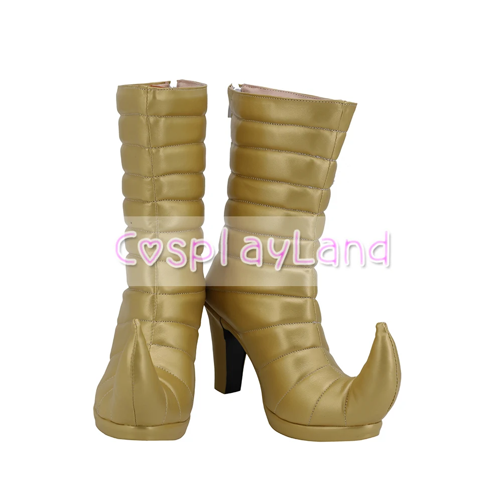 Le Bizzarre avventure di JoJo Diona Cosplay Stivali Scarpe D'oro Tacco Alto Scarpe Costume Su Misura Accessori di Halloween Del Partito di Scarpe