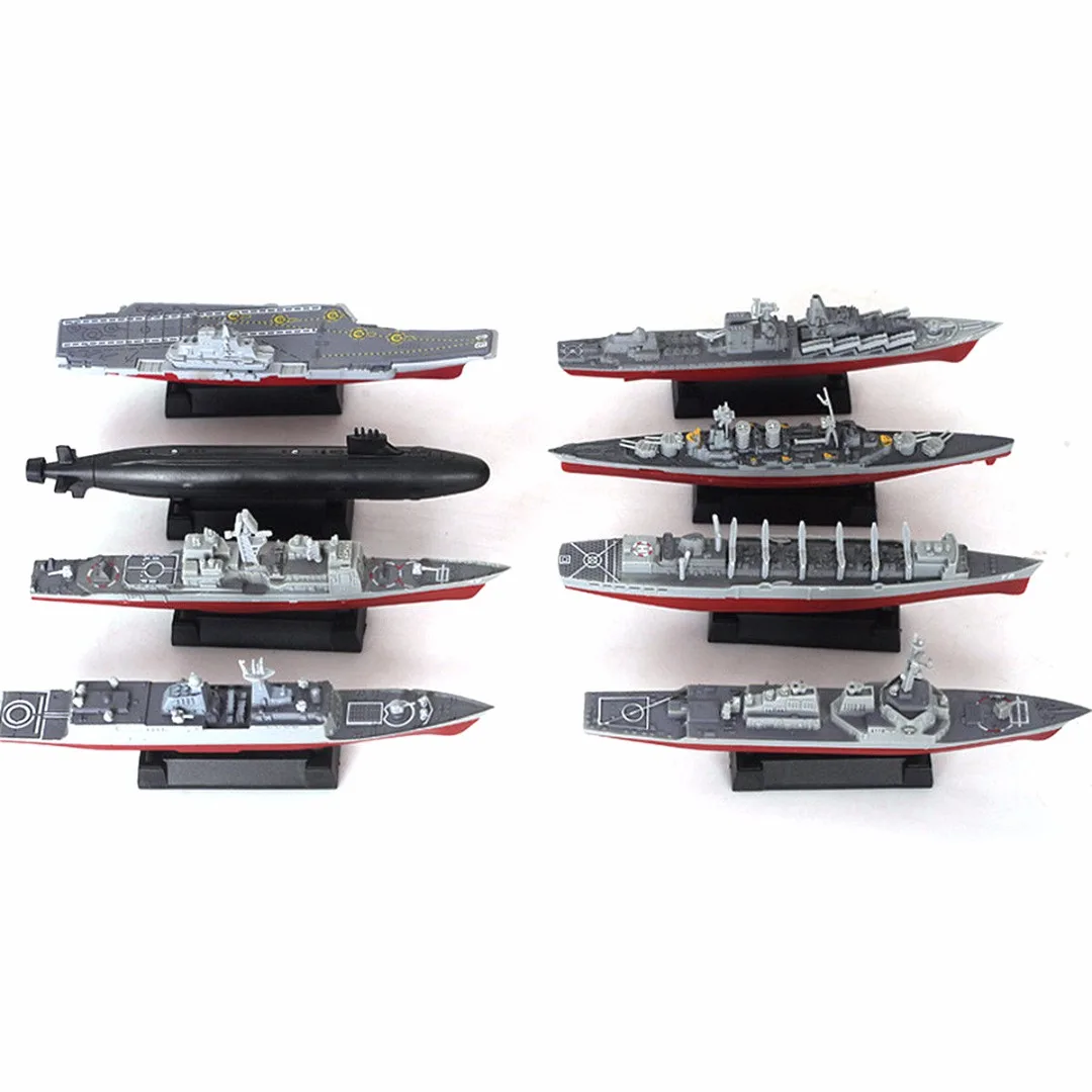 DIY 8Pcs 4D Assembled Battleship Aircraft Carrier Submarine Warship Model Kit