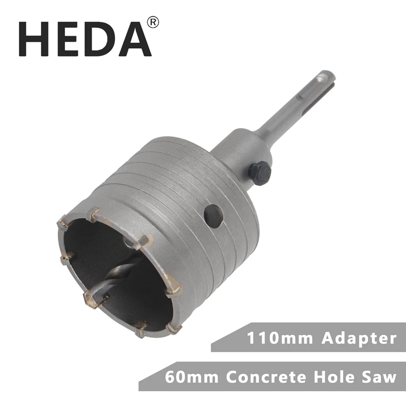 

HEDA 60mm Concrete Tungsten Carbide Alloy Core Hole Saw SDS PLUS Electric Hollow Drill Bit Air Conditioning Pipe Cement Stone