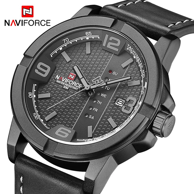 Luxury Brand NAVIFORCE Men\'s Watches Fashion Wild Quartz Wristwatch Man Leather 3ATM Waterproof Clocks Give for Boyfirends Gift