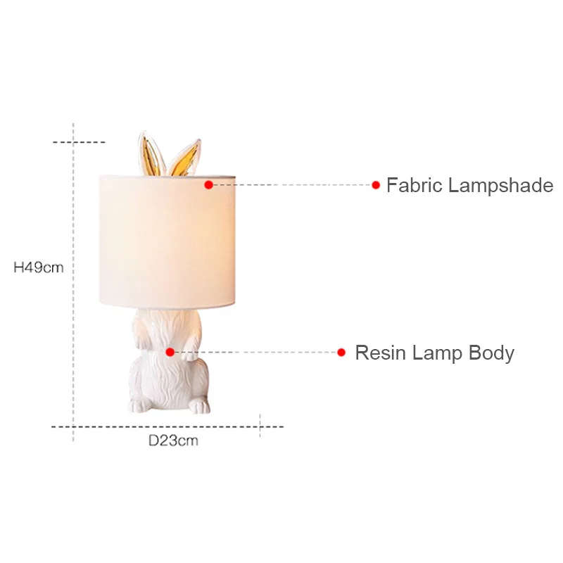 Creative Robbit Table Lamp Office Bedroom Kids Room Decor Lighting Fixture Cute Rabbit Modelling Desk Lights With E27 Bulb
