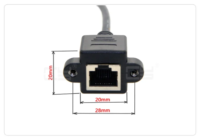 8Pin RJ45ケーブルオス女性ネジパネルマウントイーサネットlanネットワーク8ピン90度直角延長ケーブル0.3メートル0.6メートル