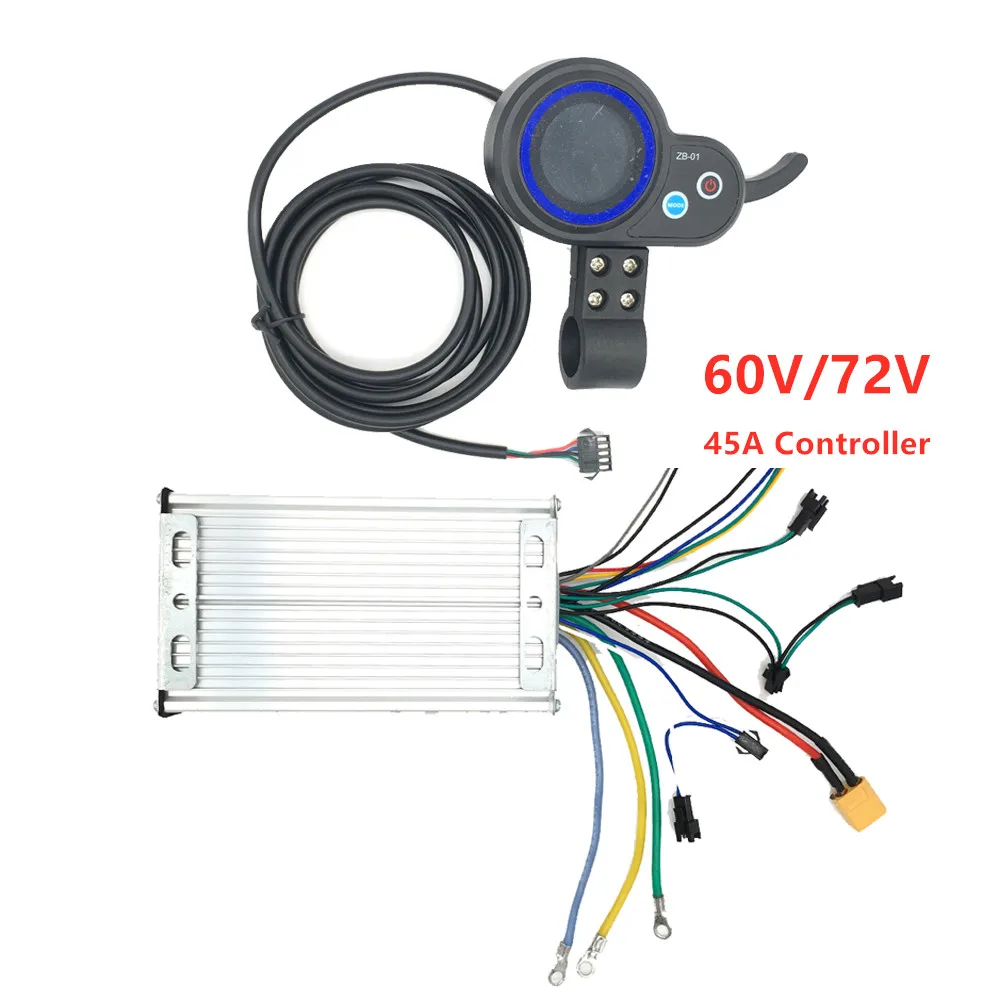 ZB 60V 72V 45A Controller for Dual motor 3200w 5600w 6000w 7000W scooter Display Accelerator PCB main board