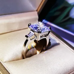 2021 New Inlaid Hearts And Arrows zircon Princess Ring 925 Silver Female Engagement Wedding Party Ring Jewelry gift