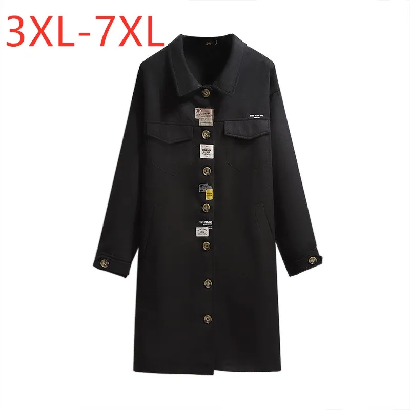 

New Ladies Winter Plus Size Women Clothing Overcoat Large Black Button Pocket Woollen Windbreaker Long Coat 3XL 4XL 5XL 6XL 7XL