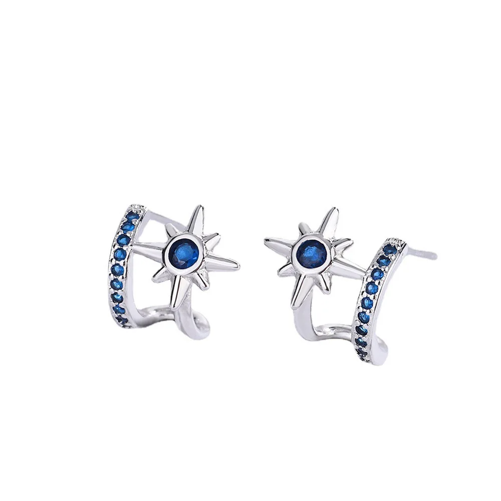 New Arrival 925 Silver Needle Trendy Blue Star Crystal Ladies Stud Earrings Jewelry For Women Christmas Gifts Cheap