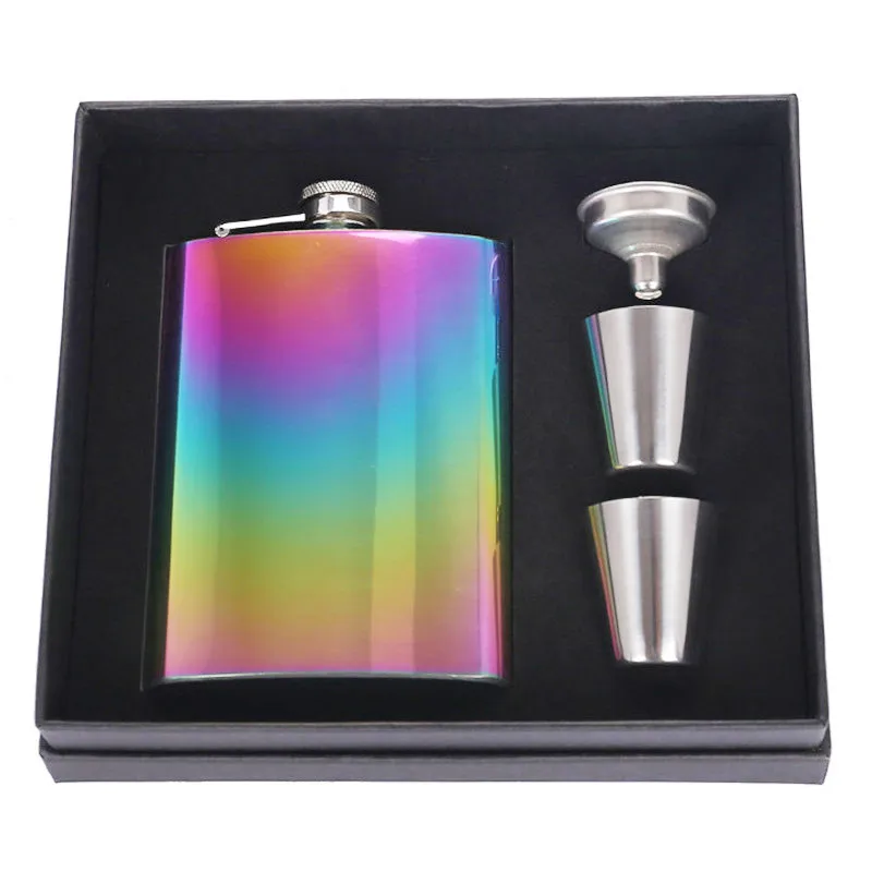 8oz/220ml Portable Flagon Hip Flask set with cup for Whiskey Vodka Wine Pot Alcohol outdoor gift box Drinking Bottle tools