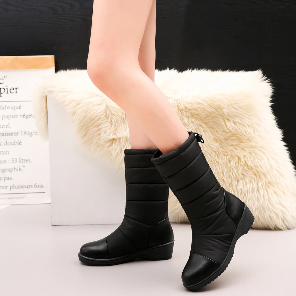 Comfort winter women silp-on bottines Waterproof Cotton Snow Boots for middle-aged woman Plush   big size platform shoes