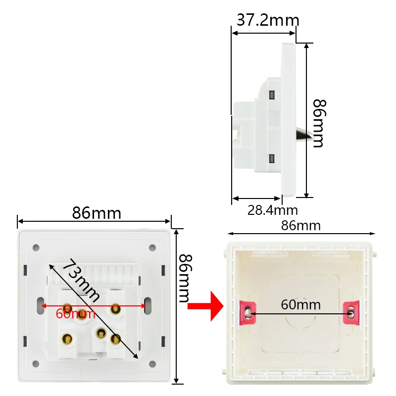 Light Switch With LED indicator, Wall Switch, Intermediate Switch, Return Switch Reset Switch, Black White Gray Glass Switches