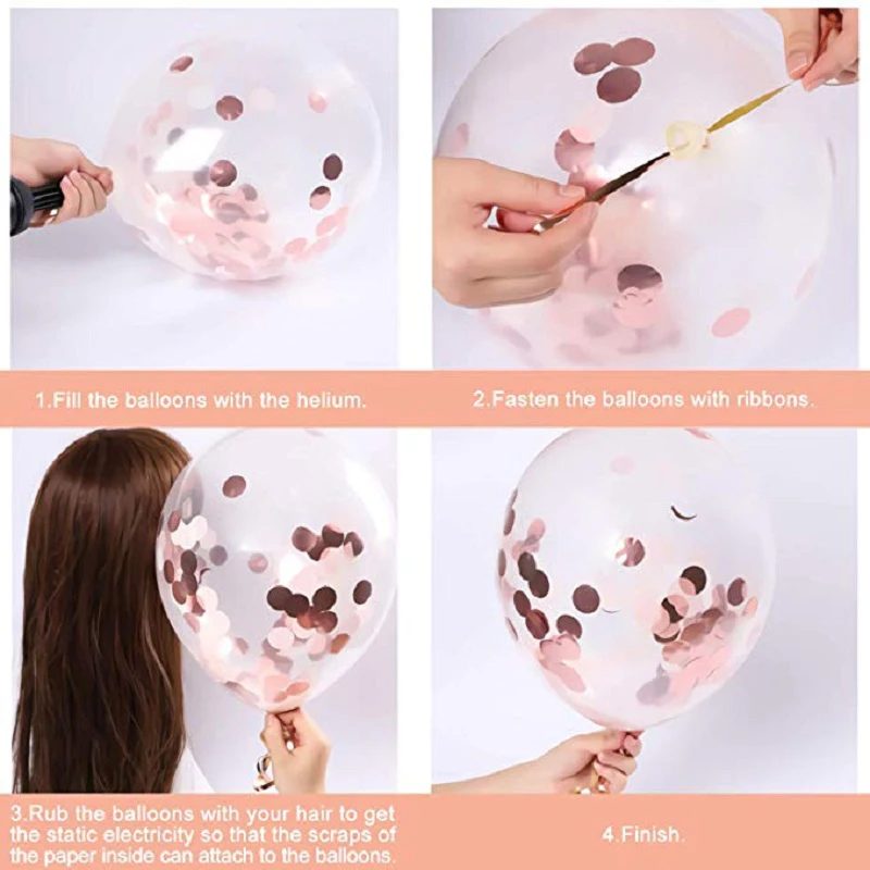 5pcs Transparent Balloons Rose Gold silver Confetti Balloon Inflatable Helium for Wedding Birthday Party Globos Latex Balloons image 2