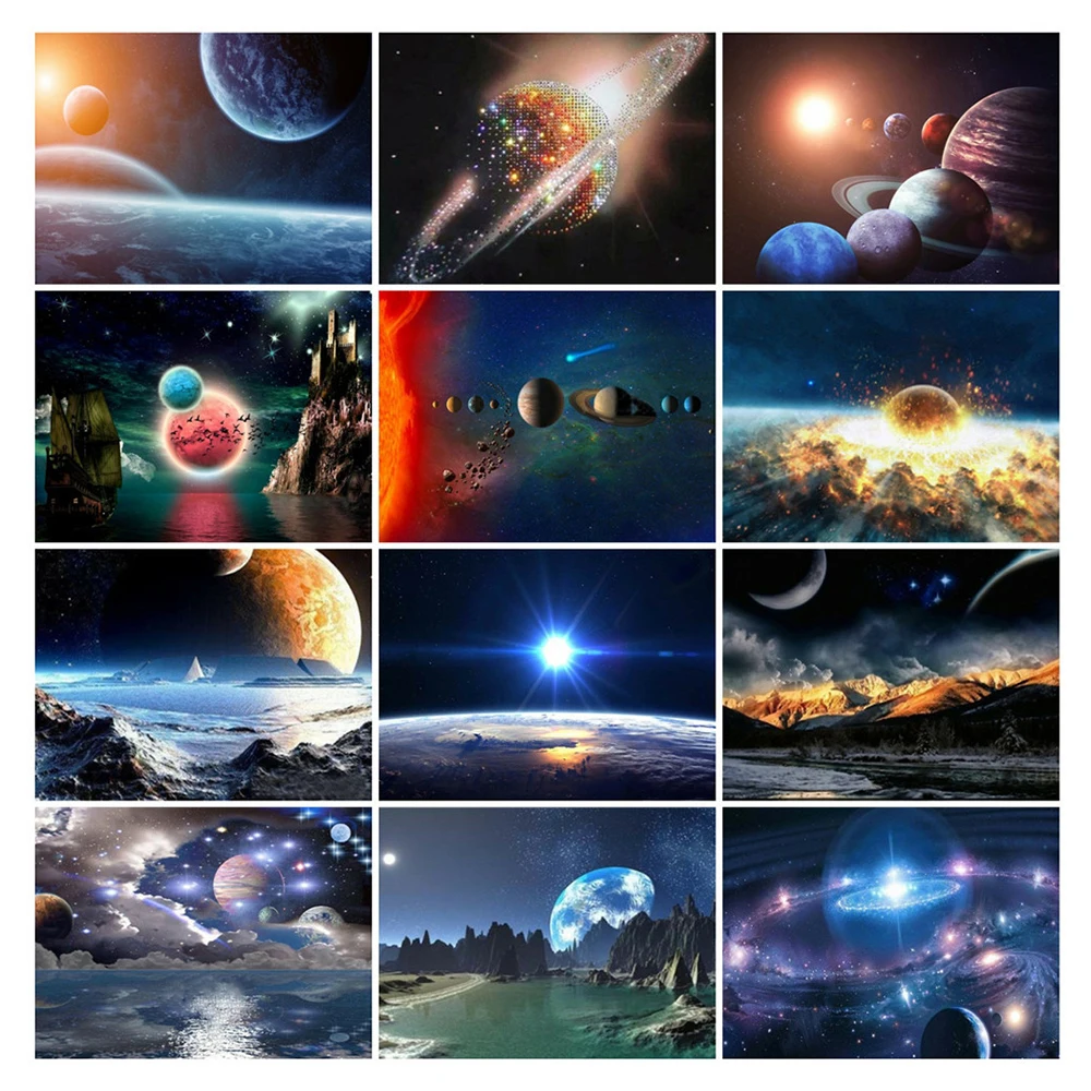 Kanny 5D DIY Diamond Painting New Space Planet Landscape Home Decoration Square/Round Rhinestone Set Mosaic Art Picture