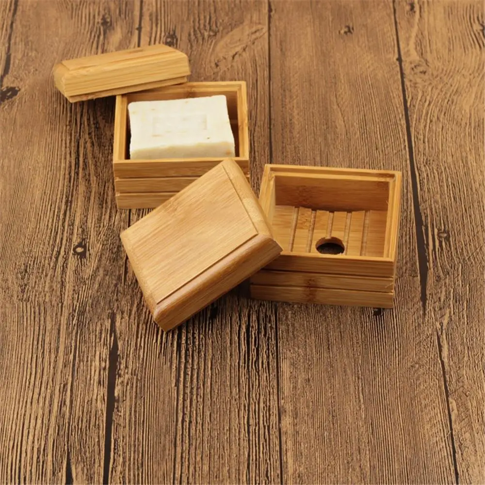 Travel Soap Dish Box Soap Case Holder Eco-Friendly Bamboo Wooden Soap Dish Container Soap Storage Box Bathroom Accessories N27