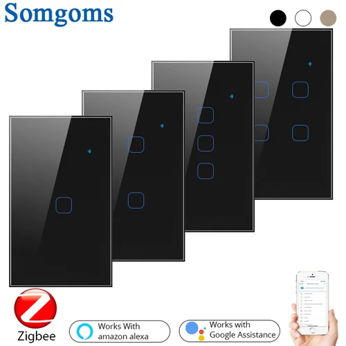 Imagen 1 del producto Interruptor de luz táctil para el hogar, dispositivo inalámbrico Zigbee de 1234 entradas, 2 o 3 vías, con WiFi, CA 100V y 220V, con Control remoto, aplicación Tuya, estándar de EE. UU.
