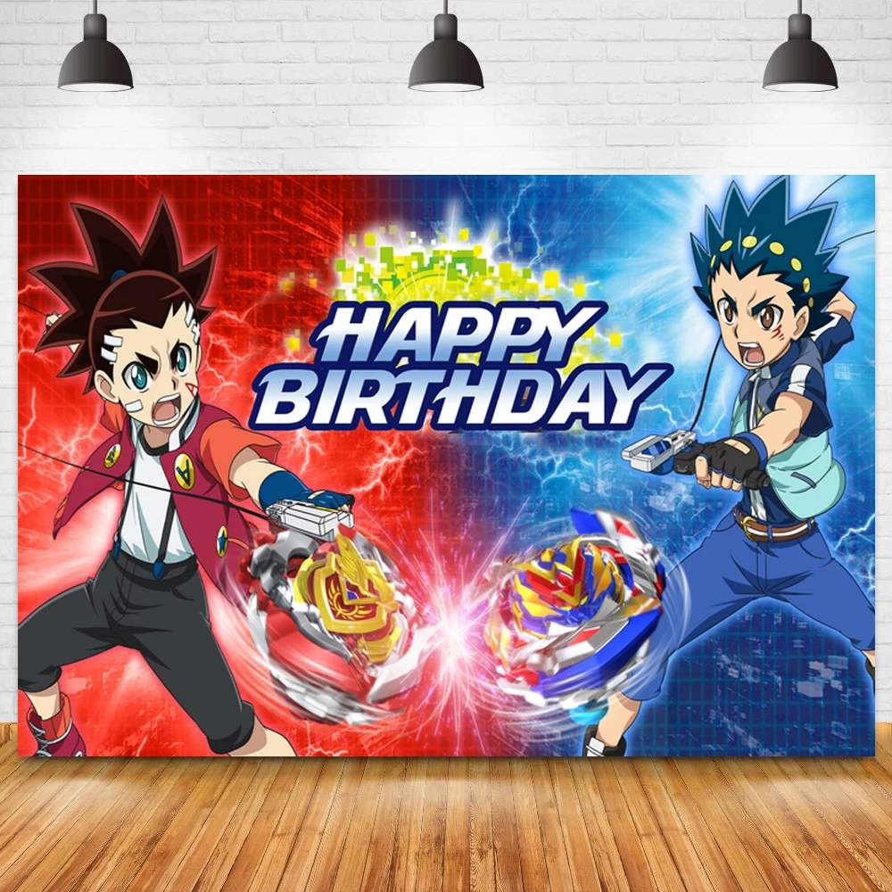 Beyblade Burst Game Party Backdrop Photography Boy Birthday Baby Shower Cartoon Photo Background Vinyl Toys Table Decor Poster